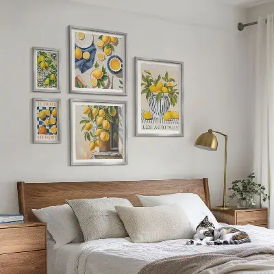 Citrus provençalska dekorationer set om 5 tavlor