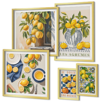Set om 5 tavlor Citrus provençalska dekorationer