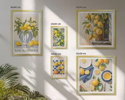 Citrus provençalska dekorationer set om 5 tavlor