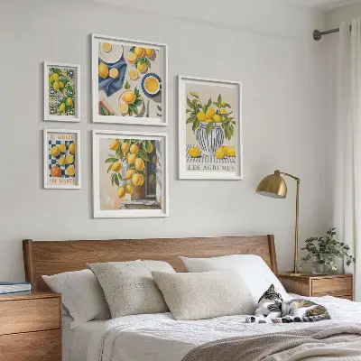Citrus provençalska dekorationer set om 5 tavlor