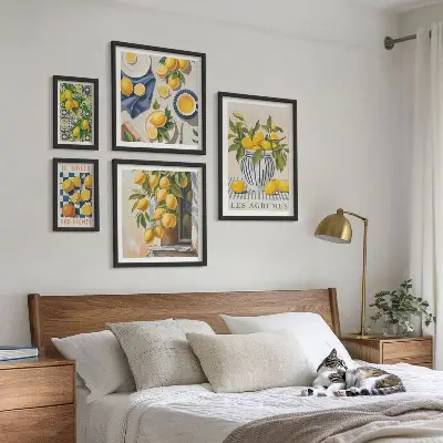 Citrus provençalska dekorationer set om 5 tavlor
