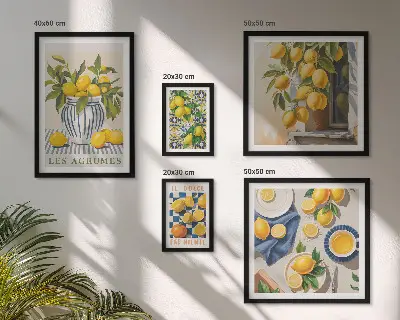 Citrus provençalska dekorationer set om 5 tavlor