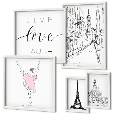 Tavelset för väggdekoration med snygga motiv inspirerade av Paris
