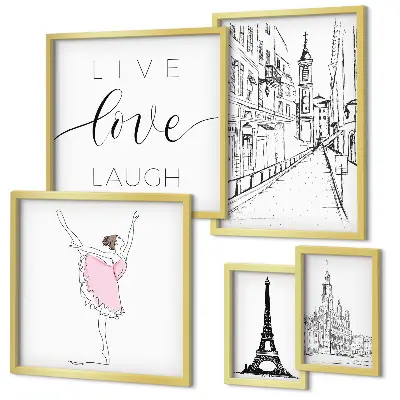 Tavelset för väggdekoration med snygga motiv inspirerade av Paris