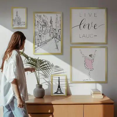 Tavelset för väggdekoration med snygga motiv inspirerade av Paris