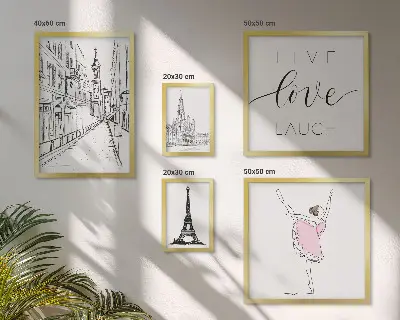 Tavelset för väggdekoration med snygga motiv inspirerade av Paris