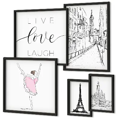 Tavelset för väggdekoration med snygga motiv inspirerade av Paris