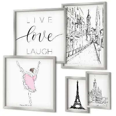 Tavelset för väggdekoration med snygga motiv inspirerade av Paris