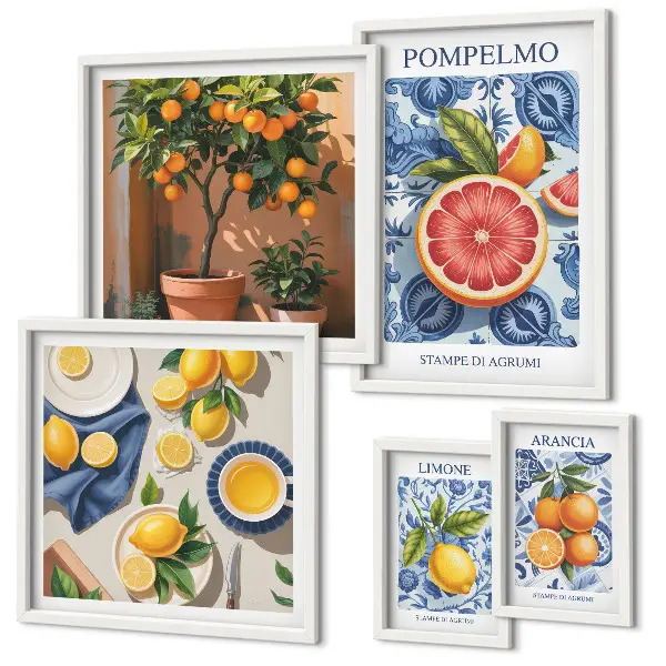 Citrus vintage-tavlor set om 5 st