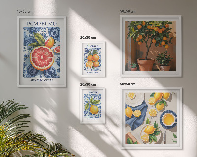 Set om 5 tavlor Citrus vintage dekorationer