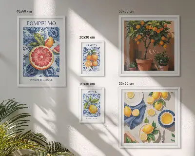 Citrus vintage-tavlor set om 5 st