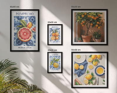 Set om 5 tavlor Citrus vintage dekorationer