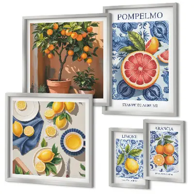 Citrus vintage-tavlor set om 5 st