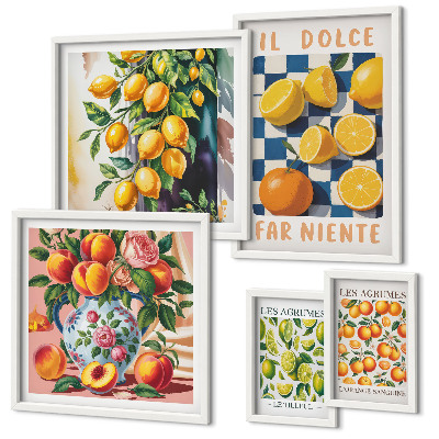 Set om 5 tavlor Citrus retro i köket