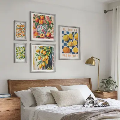 Citrus retro i köket set om 5 tavlor