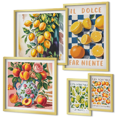 Set om 5 tavlor Citrus retro i köket