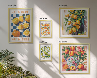 Set om 5 tavlor Citrus retro i köket