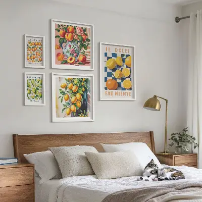 Citrus retro i köket set om 5 tavlor