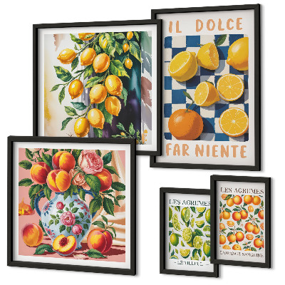 Set om 5 tavlor Citrus retro i köket