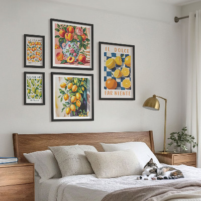 Set om 5 tavlor Citrus retro i köket