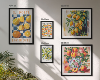 Set om 5 tavlor Citrus retro i köket