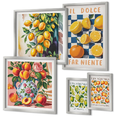 Set om 5 tavlor Citrus retro i köket