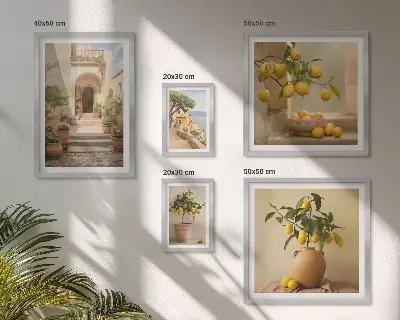 Tavelvägg med 5 tavlor med snygga citrusmotiv