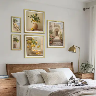 Tavelvägg med 5 tavlor med snygga citrusmotiv