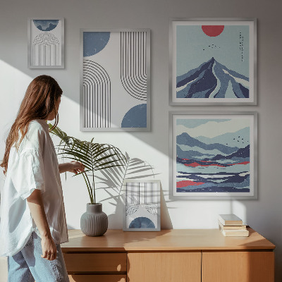 Väggdekoration tavelset Abstrakta landskapsgeometri