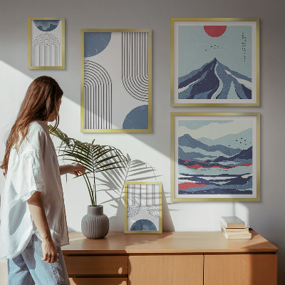 Väggdekoration tavelset Abstrakta landskapsgeometri