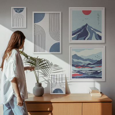 Väggdekoration tavelset Abstrakta landskapsgeometri