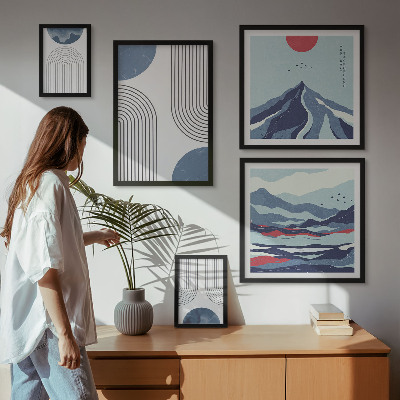 Väggdekoration tavelset Abstrakta landskapsgeometri