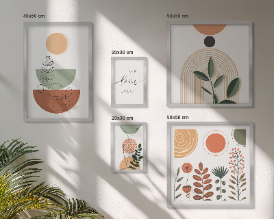 Set om 5 tavlor Snygg växt- och geometrisk grafik