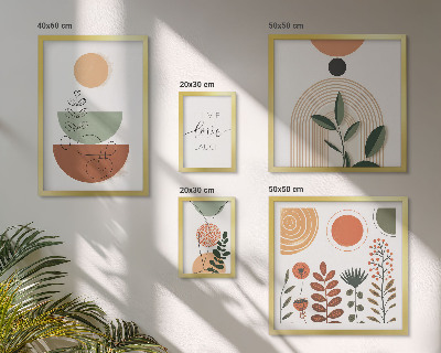 Set om 5 tavlor Snygg växt- och geometrisk grafik