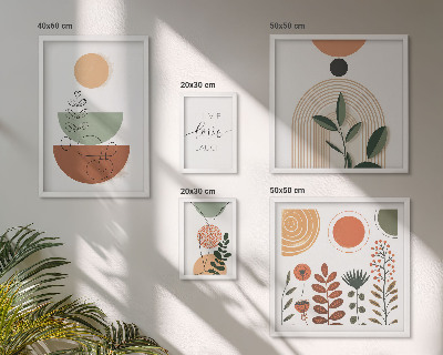 Set om 5 tavlor Snygg växt- och geometrisk grafik
