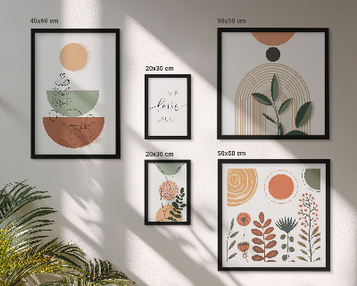 Set om 5 tavlor Snygg växt- och geometrisk grafik