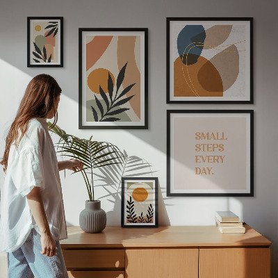 Väggdekoration tavelset Snygg abstrakt växtgrafik