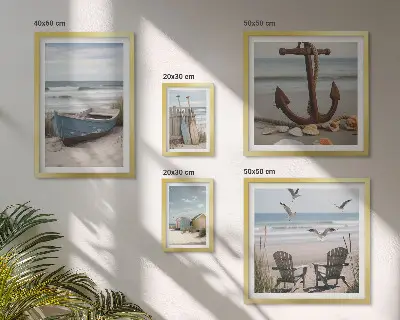 Tavelset med strandmotiv set om 5 tavlor med avkopplande strandatmosfär