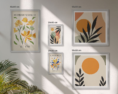 Tavelvägg med 5 tavlor Abstrakta blommor boho-stil