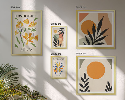 Tavelvägg med 5 tavlor Abstrakta blommor boho-stil