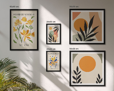 Tavelvägg med 5 tavlor Abstrakta blommor boho-stil