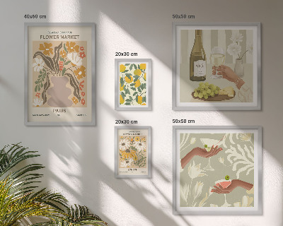 Väggdekoration tavelset Blommor och frukter i vintagestil