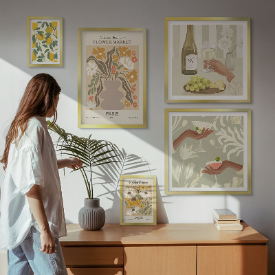 Väggdekoration tavelset Blommor och frukter i vintagestil