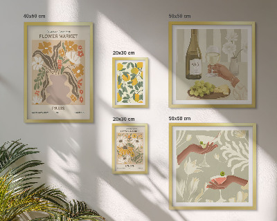 Väggdekoration tavelset Blommor och frukter i vintagestil