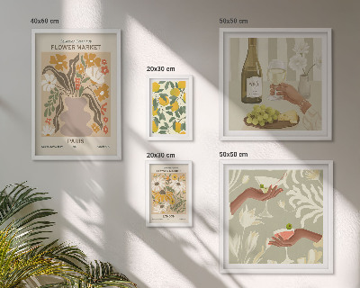 Väggdekoration tavelset Blommor och frukter i vintagestil
