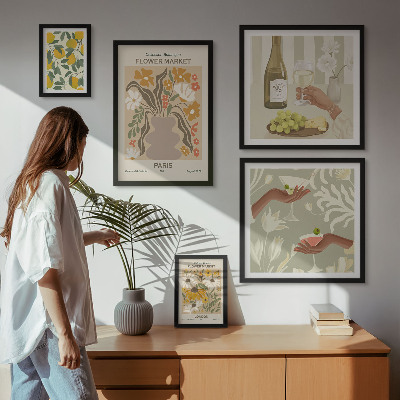 Väggdekoration tavelset Blommor och frukter i vintagestil