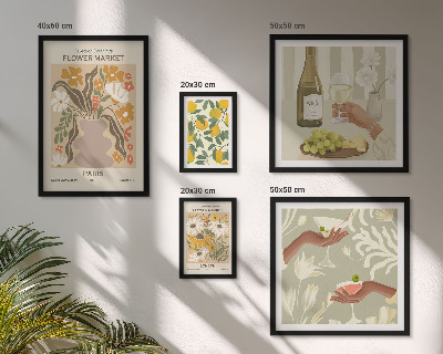 Väggdekoration tavelset Blommor och frukter i vintagestil