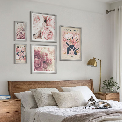 Set om 5 tavlor Blommiga boho-dekorationer