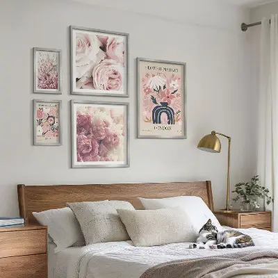 Blommiga boho-dekorationer set om 5 tavlor