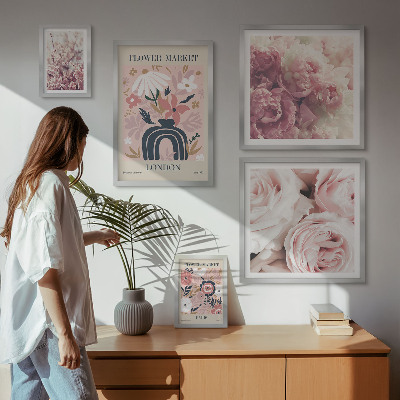 Set om 5 tavlor Blommiga boho-dekorationer